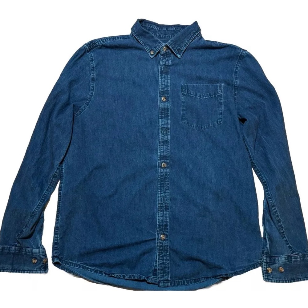 Prana shirt men’s medium chambray button up organic cotton